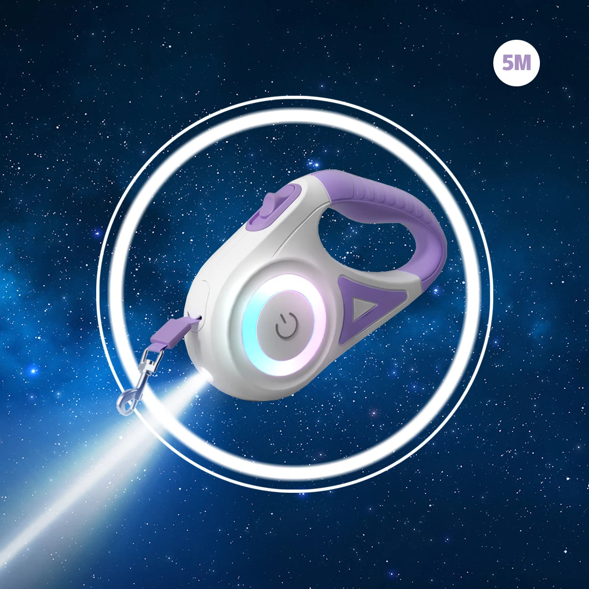 LED retractable dog leash with built-in flashlight
