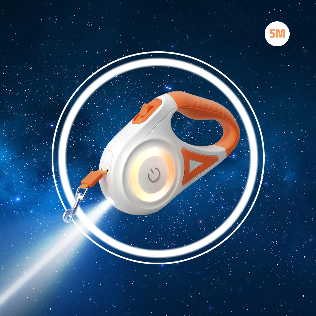 LED retractable dog leash with built-in flashlight
