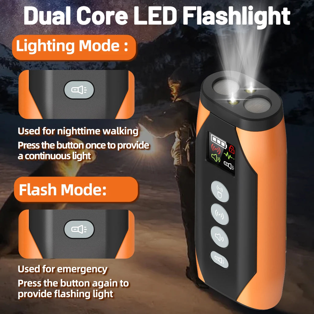 WoofGear™ 4-in-1 Ultrasonic Dog Repeller – Safe Training & Bark Control with Flashlight