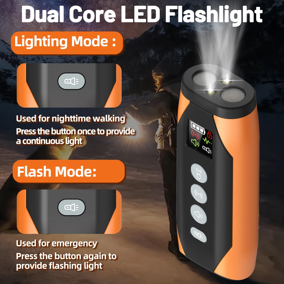 WoofGear™ 4-in-1 Ultrasonic Dog Repeller – Safe Training & Bark Control with Flashlight