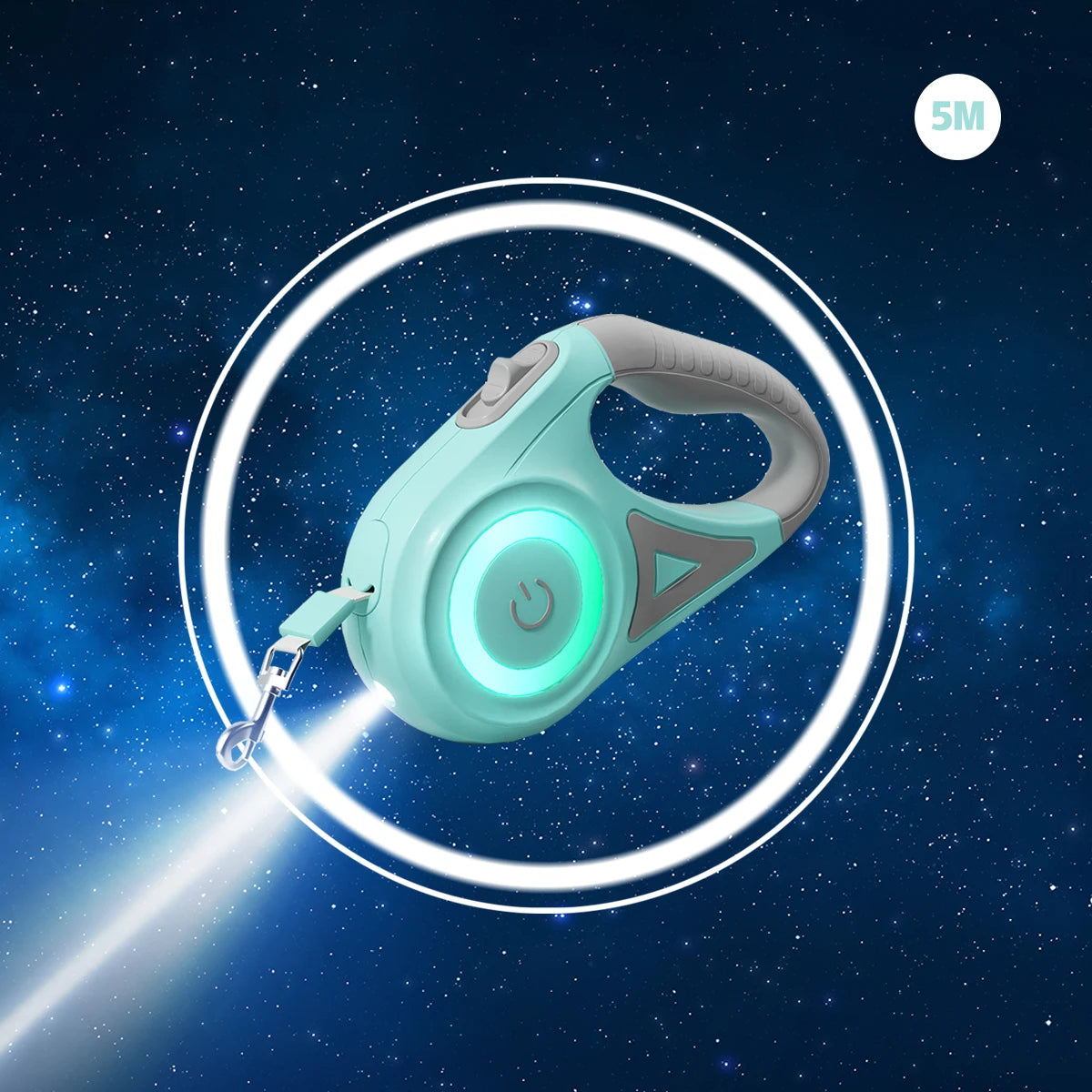 LED retractable dog leash with built-in flashlight
